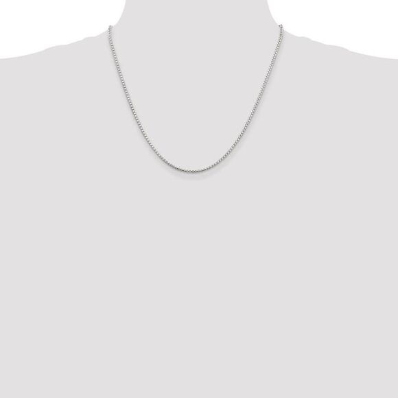 2mm Sterling Silver D/C Solid Round Box Chain Necklace, 20 Inch - Picture 2 of 8